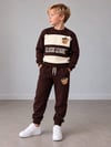 Erkek Çocuk Ayıcık Nakışlı Çizgili Sweatshirt Jogger Pantolon Alt Üst Takım