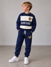 Erkek Çocuk Ayıcık Nakışlı Çizgili Sweatshirt Jogger Pantolon Alt Üst Takım