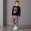 Erkek Çocuk Baskılı Sweatshirt Çizgili Pantolon Alt Üst Takım