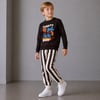Erkek Çocuk Baskılı Sweatshirt Çizgili Pantolon Alt Üst Takım
