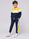 Erkek Çocuk Bisiklet Yaka Renk Bloklu Sweatshirt ve Pantolon Alt Üst Takım
