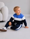 Erkek Çocuk Bisiklet Yaka Renk Bloklu Sweatshirt ve Pantolon Alt Üst Takım