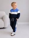 Erkek Çocuk Bisiklet Yaka Renk Bloklu Sweatshirt ve Pantolon Alt Üst Takım