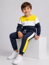 Erkek Çocuk Bisiklet Yaka Renk Bloklu Sweatshirt ve Pantolon Alt Üst Takım