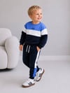 Erkek Çocuk Bisiklet Yaka Renk Bloklu Sweatshirt ve Pantolon Alt Üst Takım