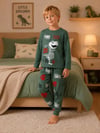 Erkek Çocuk Dinozor Baskılı Uzun Kollu Alt Üst Pijama Takımı
