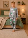 Erkek Çocuk Dinozor Baskılı Uzun Kollu Alt Üst Pijama Takımı