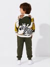 Erkek Çocuk Dinozor Desenli Sweatshirt ve Bağcıklı Pantolon 2’li Alt Üst Takım