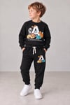 Erkek Çocuk Hayvan Figürlü A Baskılı Sweatshirt Jogger Pantolon 2’li Alt Üst Takım