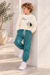 Erkek Çocuk Köpek Baskılı 3 İplik Şardonlu Sweatshirt ve Eşofman Takımı 3-10 Yaş