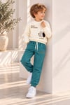 Erkek Çocuk Köpek Baskılı 3 İplik Şardonlu Sweatshirt ve Eşofman Takımı 3-10 Yaş