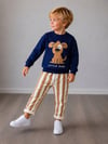 Erkek Çocuk Köpek Baskılı Çizgili Pantolonlu Alt Üst Takım