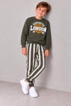 Erkek Çocuk London Baskılı Sweatshirt Çizgili Jogger Pantolon Alt Üst Takım