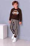 Erkek Çocuk London Baskılı Sweatshirt Çizgili Jogger Pantolon Alt Üst Takım