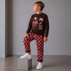 Erkek Çocuk Palmiye Baskılı Sweatshirt Ekose Pantolonlu 2’li Alt Üst Takım