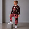 Erkek Çocuk Palmiye Baskılı Sweatshirt Ekose Pantolonlu 2’li Alt Üst Takım