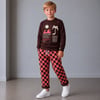 Erkek Çocuk Palmiye Baskılı Sweatshirt Ekose Pantolonlu 2’li Alt Üst Takım