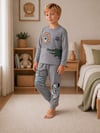 Erkek Çocuk Safari Hayvan Baskılı Uzun Kollu Pijama Takımı
