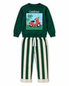Erkek Çocuk Scooter Baskılı Sweatshirt Çizgili Pantolon Alt Üst Takım