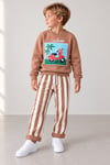 Erkek Çocuk Scooter Baskılı Sweatshirt Çizgili Pantolon Alt Üst Takım