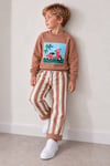 Erkek Çocuk Scooter Baskılı Sweatshirt Çizgili Pantolon Alt Üst Takım