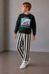 Erkek Çocuk Scooter Baskılı Sweatshirt Çizgili Pantolon Alt Üst Takım
