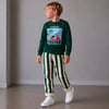 Erkek Çocuk Scooter Baskılı Sweatshirt Çizgili Pantolon Alt Üst Takım