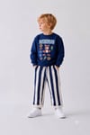 Erkek Çocuk Super Bear Adventure Baskılı Sweatshirt Çizgili Pantolon Takım