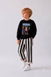 Erkek Çocuk Super Bear Adventure Baskılı Sweatshirt Çizgili Pantolon Takım