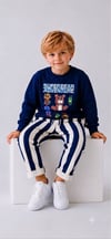 Erkek Çocuk Super Bear Adventure Baskılı Sweatshirt Çizgili Pantolon Takım