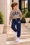 Erkek Çocuk Yazı Baskılı 3 İplik Şardonlu Sweatshirt ve Eşofman Takımı 3-10 Yaş