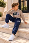 Erkek Çocuk Yazı Baskılı 3 İplik Şardonlu Sweatshirt ve Eşofman Takımı 3-10 Yaş