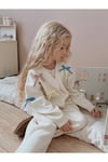 Fiyonk İşlemeli Triko Hırkalı Kız Çocuk Takım
