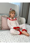 Kalp Desenli Kız Çocuk Pijama Takımı