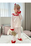 Kalp Desenli Kız Çocuk Pijama Takımı
