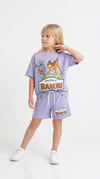Kız Çocuk Bambi Baskılı Oversize Tişört ve Şort Takım