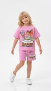 Kız Çocuk Bambi Baskılı Oversize Tişört ve Şort Takım