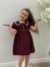 Kız Çocuk Bordo Müslin Kumaş Yazlık Elbise 