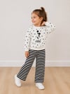 Kız Çocuk Çiçek Baskılı Sweatshirt ve Çizgili Bol Paça Pantolon Takımı