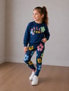 Kız Çocuk Çiçek Desenli Sweatshirt Tayt 2’li Takım