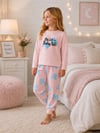 Kız Çocuk Çiçek Desenli Uzun Kollu Alt Üst Pijama Takımı