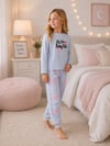 Kız Çocuk Çiçek Desenli Uzun Kollu Alt Üst Pijama Takımı