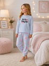 Kız Çocuk Çiçek Desenli Uzun Kollu Alt Üst Pijama Takımı
