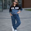 Kız Çocuk Denim Ceket Pantolon Takım – Spor Şık Kombin