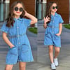 Kız Çocuk Denim Tulum Şort – Trend Kalp Cep Tasarım