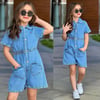 Kız Çocuk Denim Tulum Şort – Trend Kalp Cep Tasarım