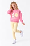 Kız Çocuk Güneş Ay Baskılı Sweatshirt Tayt Alt Üst Takım