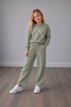 Kız Çocuk İnci Fiyonk Detaylı Sweatshirt Bol Paça Pantolon Alt Üst Takım