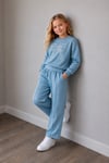 Kız Çocuk İnci Fiyonk Detaylı Sweatshirt Bol Paça Pantolon Alt Üst Takım