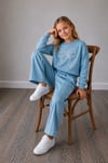 Kız Çocuk İnci Fiyonk Detaylı Sweatshirt Bol Paça Pantolon Alt Üst Takım